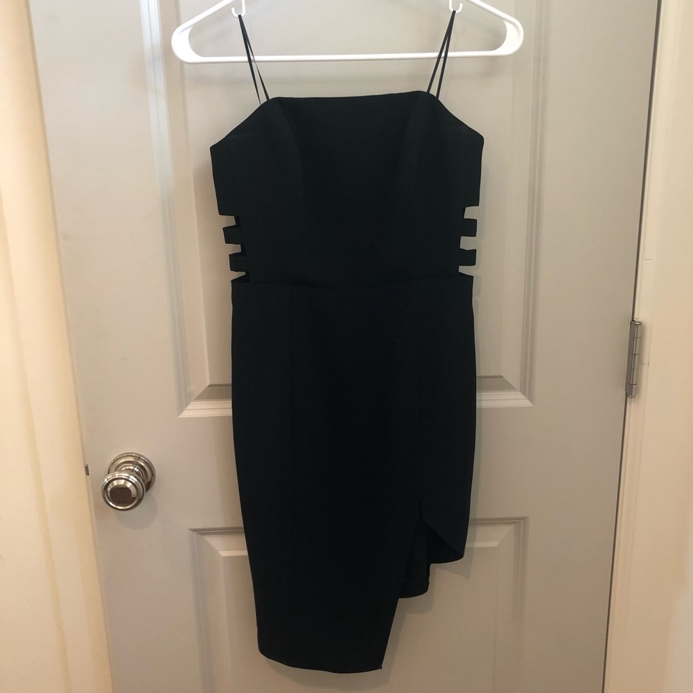 Black Cut Out High Low Dress
